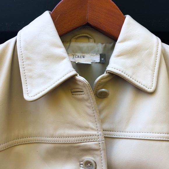 Vintage J. Crew Cream Leather Jacket - Picture 7 of 8